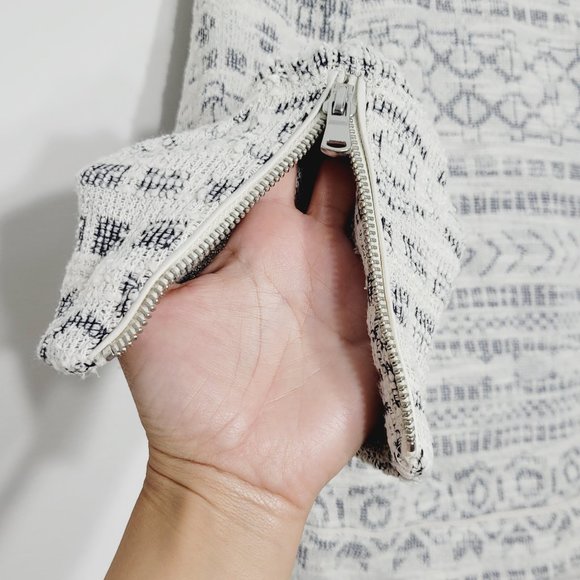 Cato Ivory Gray Textured Blazer Lined Collarless Cotton Blend Professional Sz M - Picture 3 of 9